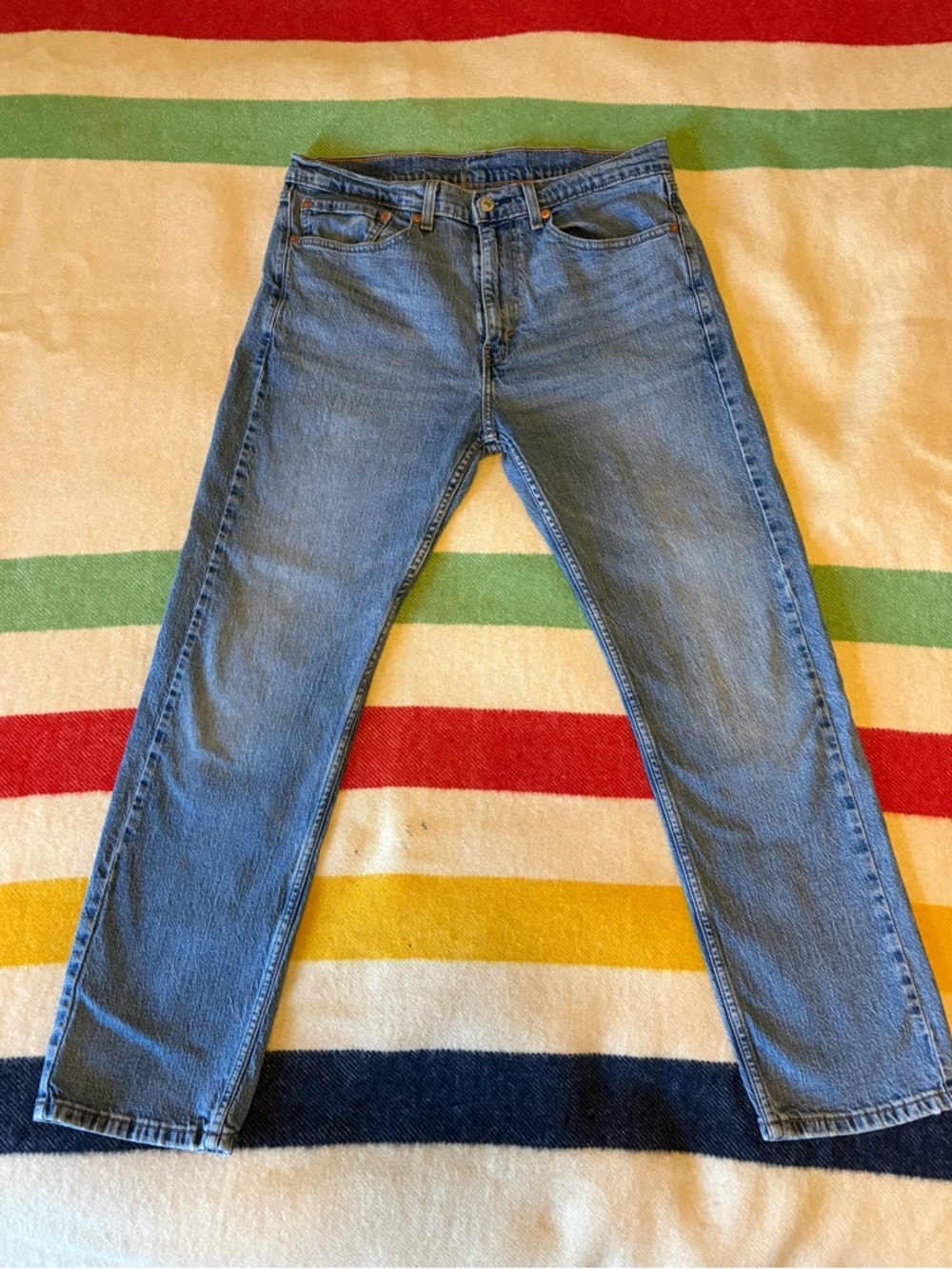 Levi’s 505 34/30, Perfect Wash, Perfect 11 1/2” Rise.